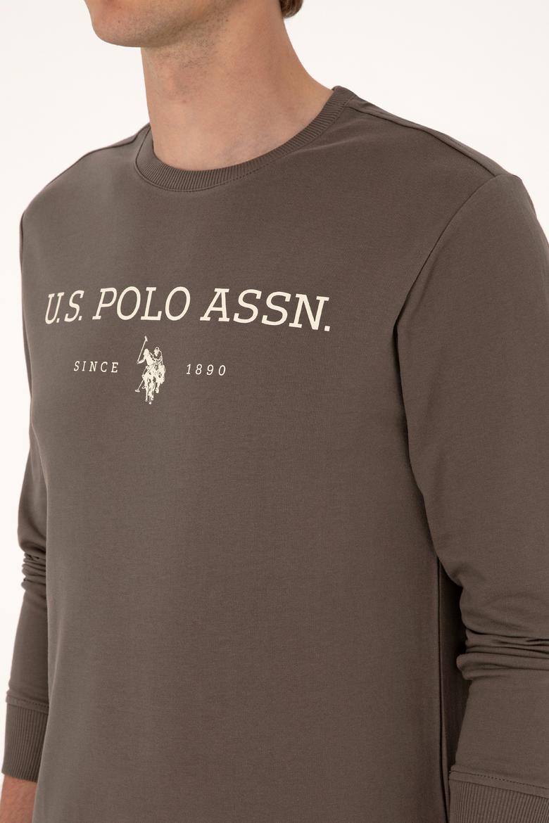 Erkek Regular Fit Bisiklet Yaka Vizon İnce Basic Sweatshirt - 50313743047