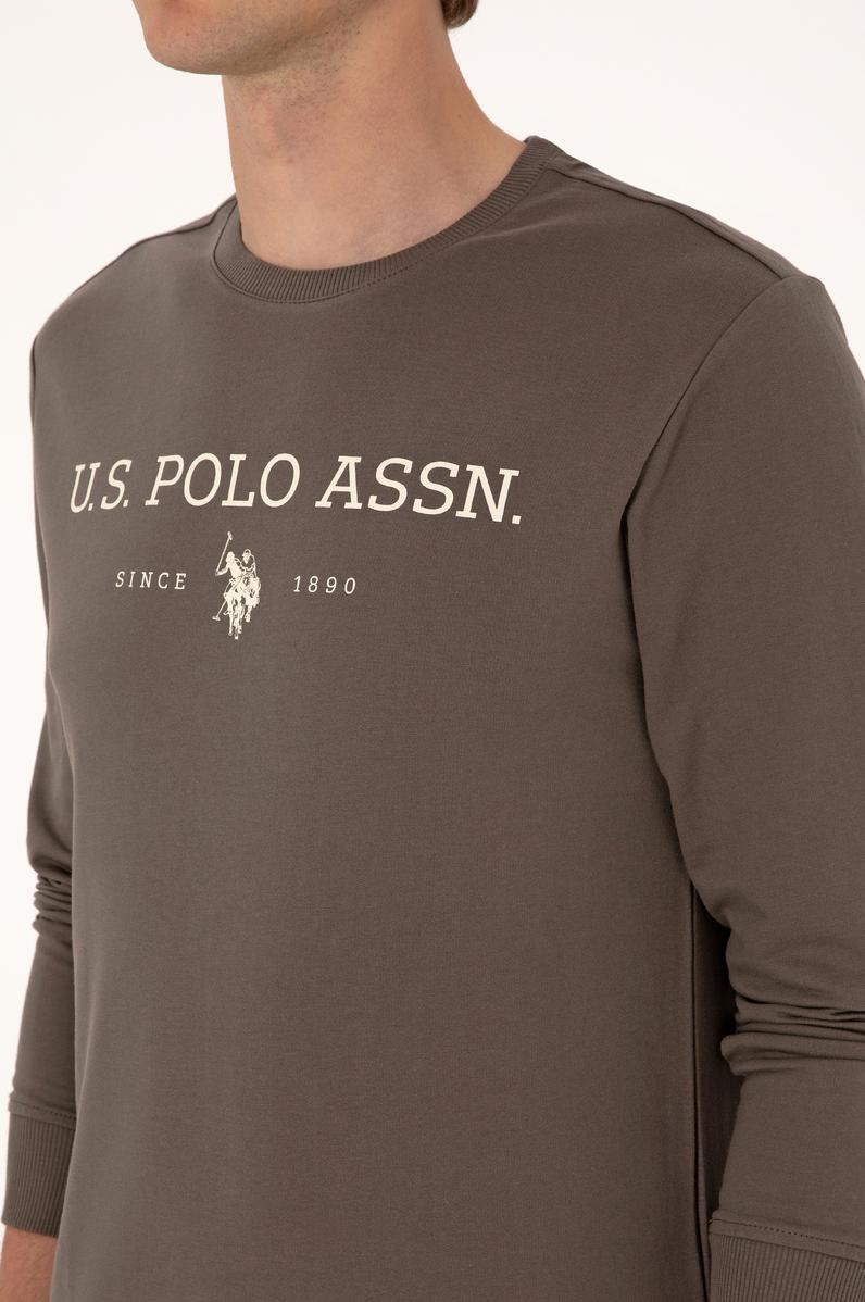 Erkek Regular Fit Bisiklet Yaka Vizon İnce Basic Sweatshirt