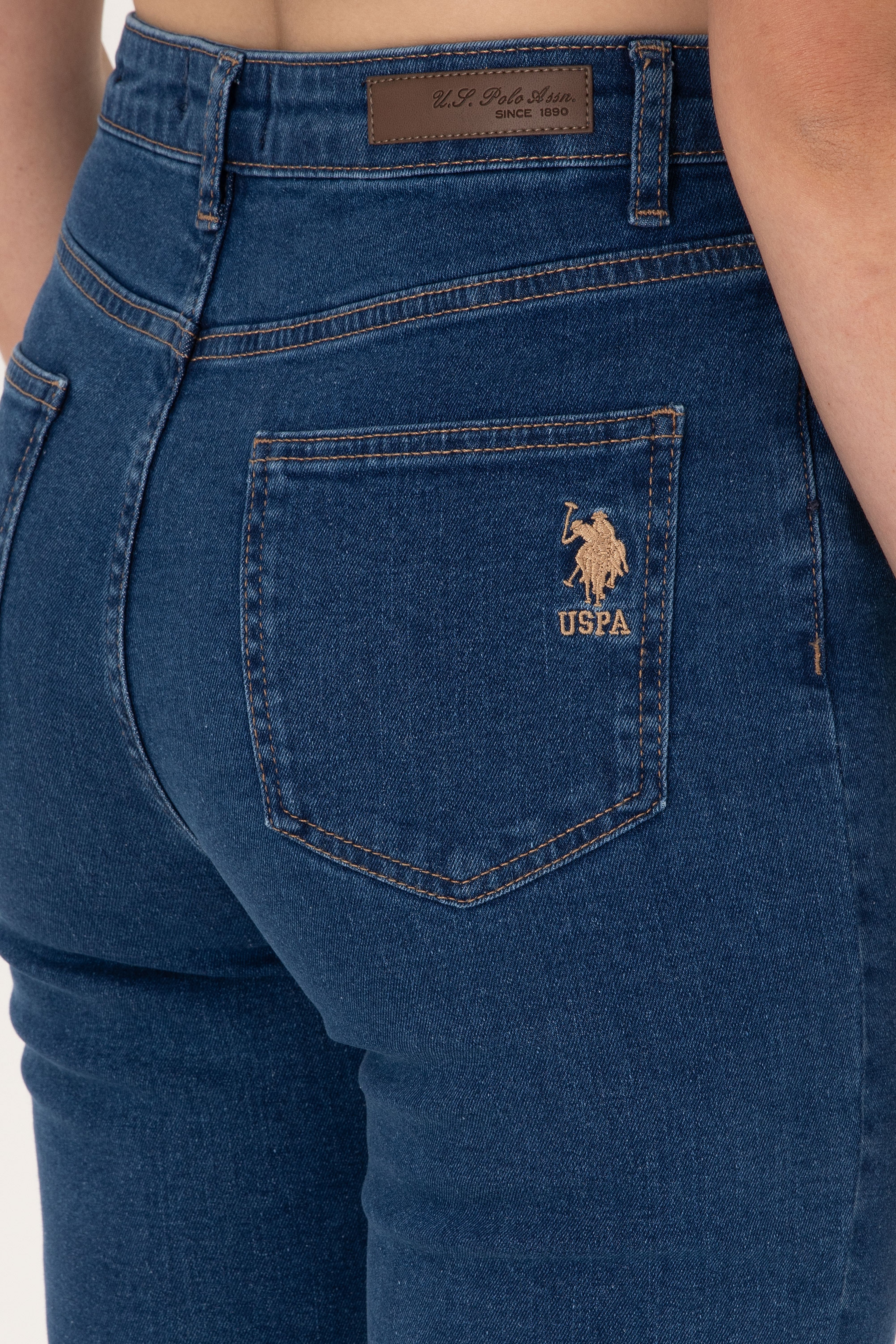 Kadın Mavi Slim Flare Cropped Fit Jean Pantolon - Image 6