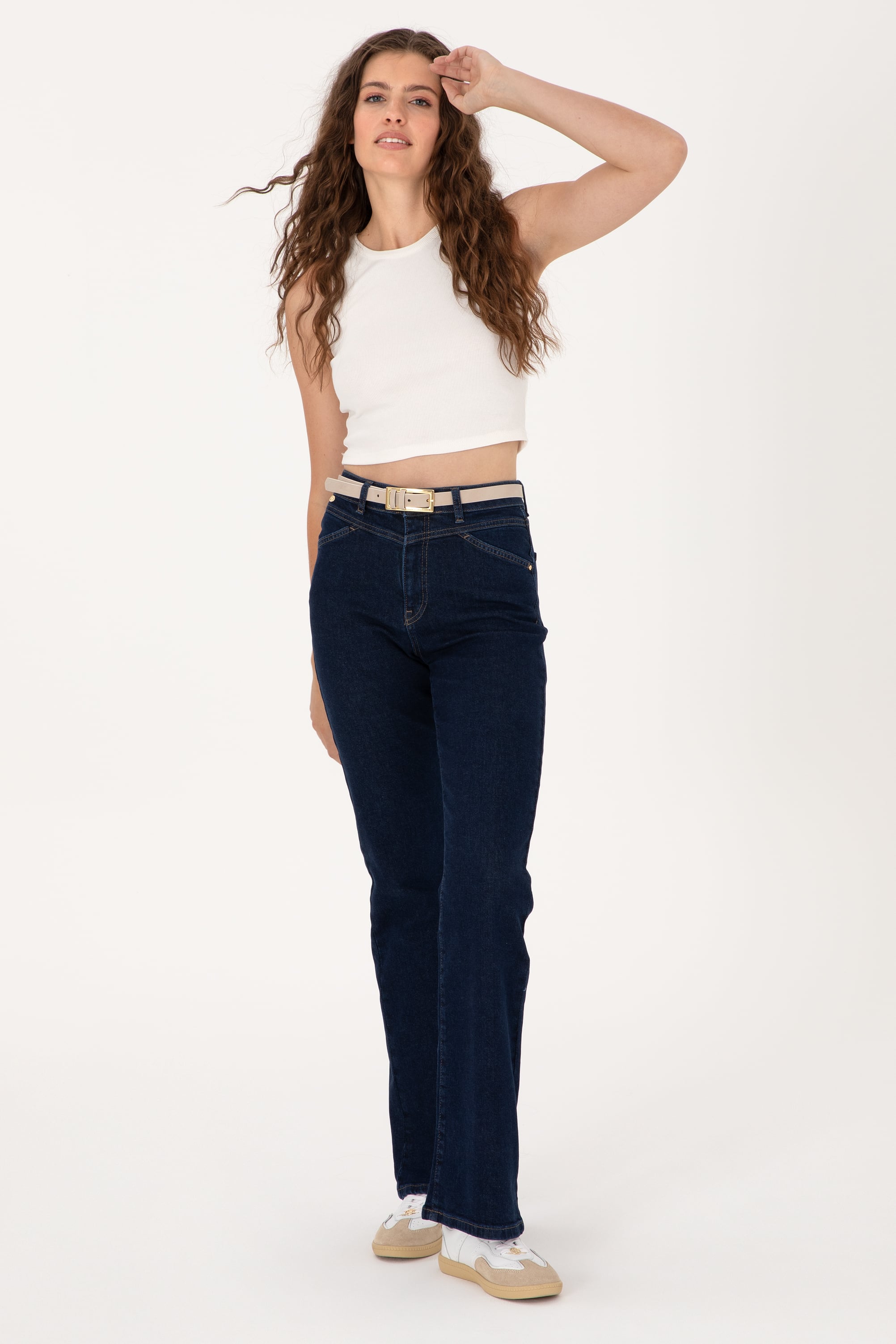 Kadın Mavi Slim Flare Fit Jean Pantolon - Image 1