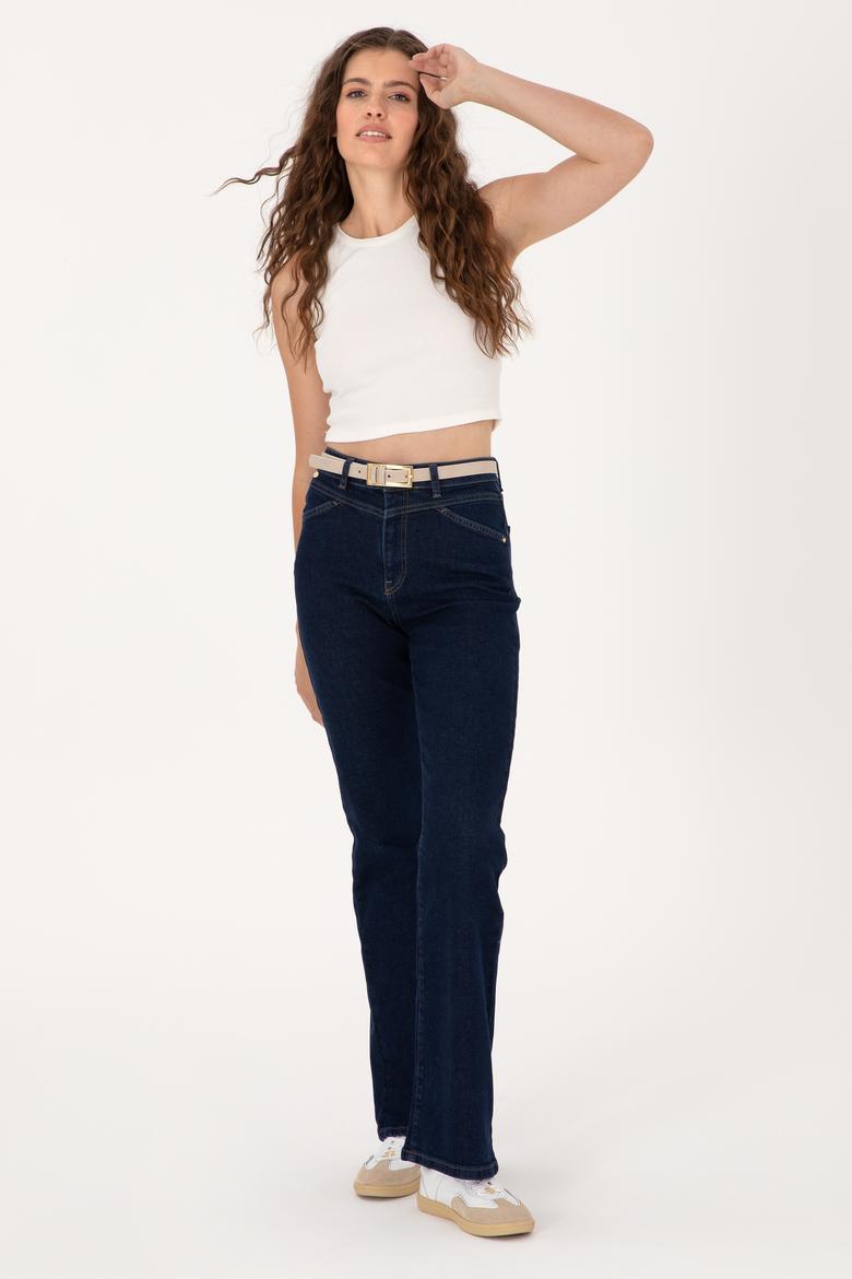 Kadın Mavi Slim Flare Fit Jean Pantolon