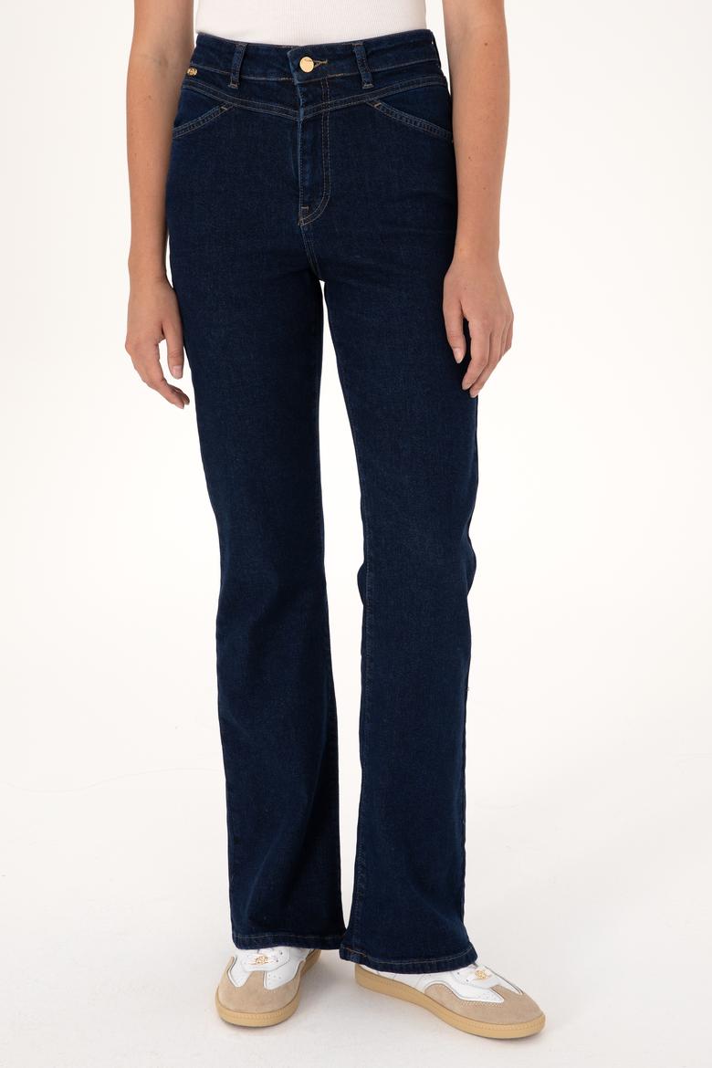 Kadın Mavi Slim Flare Fit Jean Pantolon - 50297486006