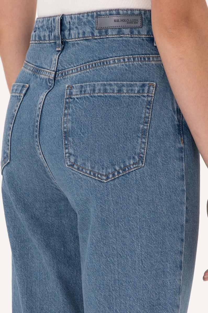 Kadın Açık Mavi Mom High Waist Fit Jean Pantolon