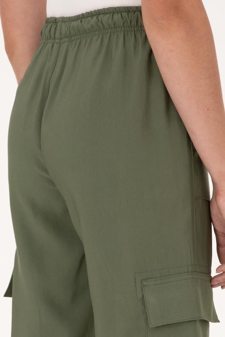 Kadın Koyu Haki Cargofit Kanvas Pantolon - 50309123019