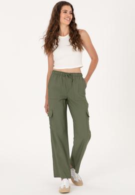 Kadın Koyu Haki Cargofit Kanvas Pantolon - 50309123019