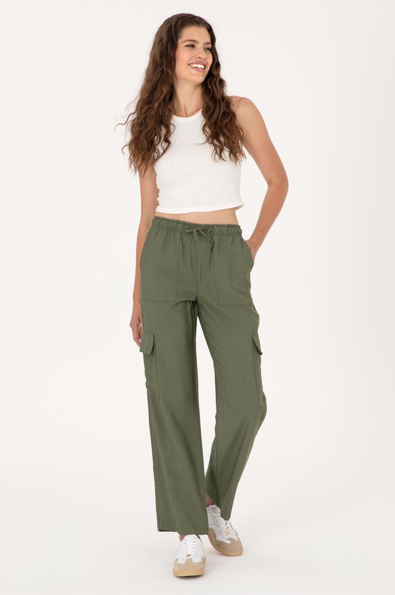 Kadın Koyu Haki Cargofit Kanvas Pantolon