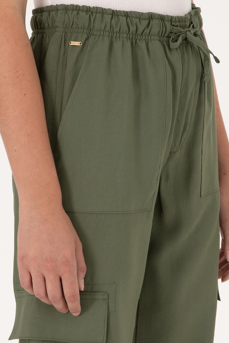 Kadın Koyu Haki Cargofit Kanvas Pantolon - 50309123019