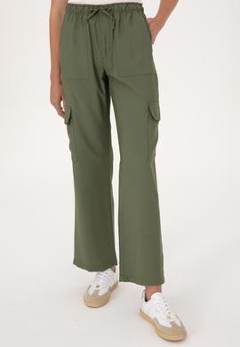 Kadın Koyu Haki Cargofit Kanvas Pantolon - 50309123019