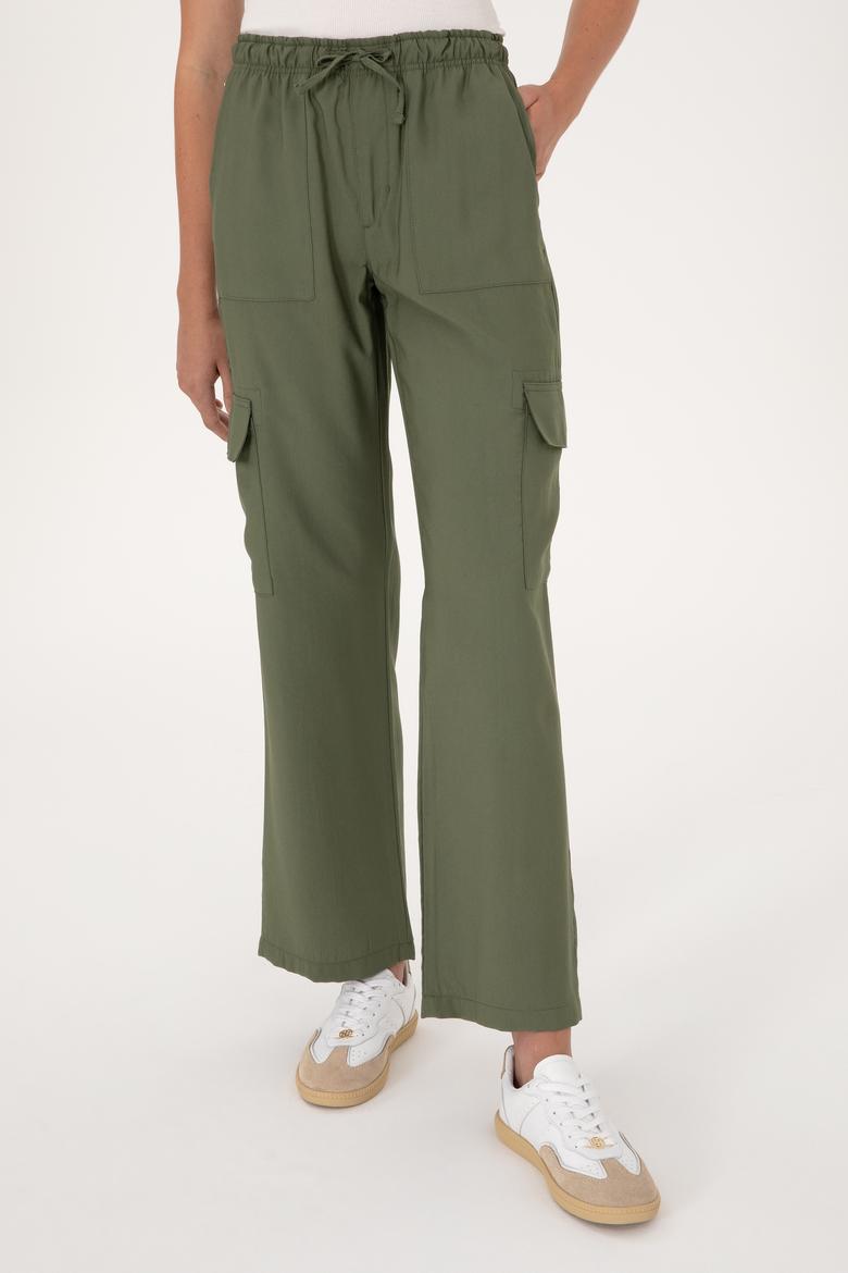 Kadın Koyu Haki Cargofit Kanvas Pantolon - 50309123019