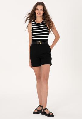 Kadın Siyah Dokuma Şort - 50309125020