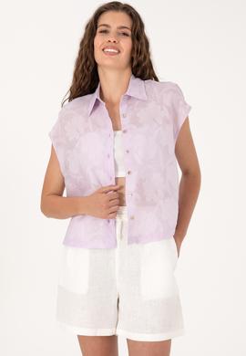 Kadın Lila Kısa Kollu Gömlek - 50299656021