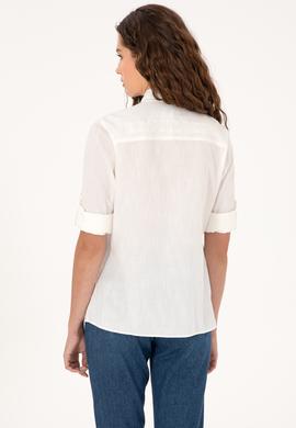 Kadın Beyaz Uzun Kollu Gömlek - 50299693006