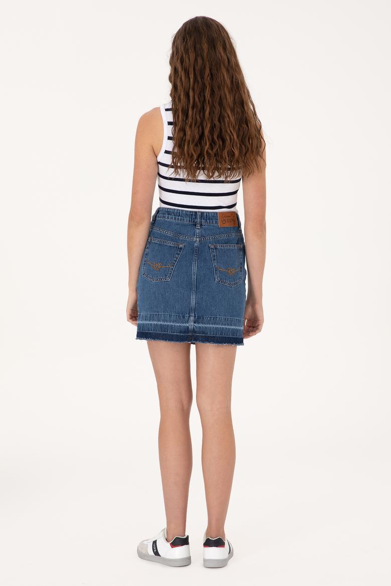 Kadın Mavi Mini Boy Jean Etek - 50300136015