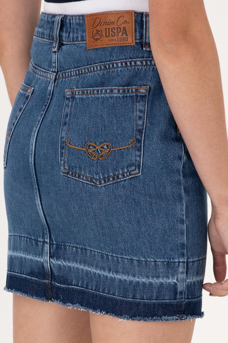 Kadın Mavi Mini Boy Jean Etek