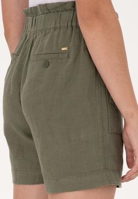 Kadın Koyu Haki Dokuma Şort - 50300655029