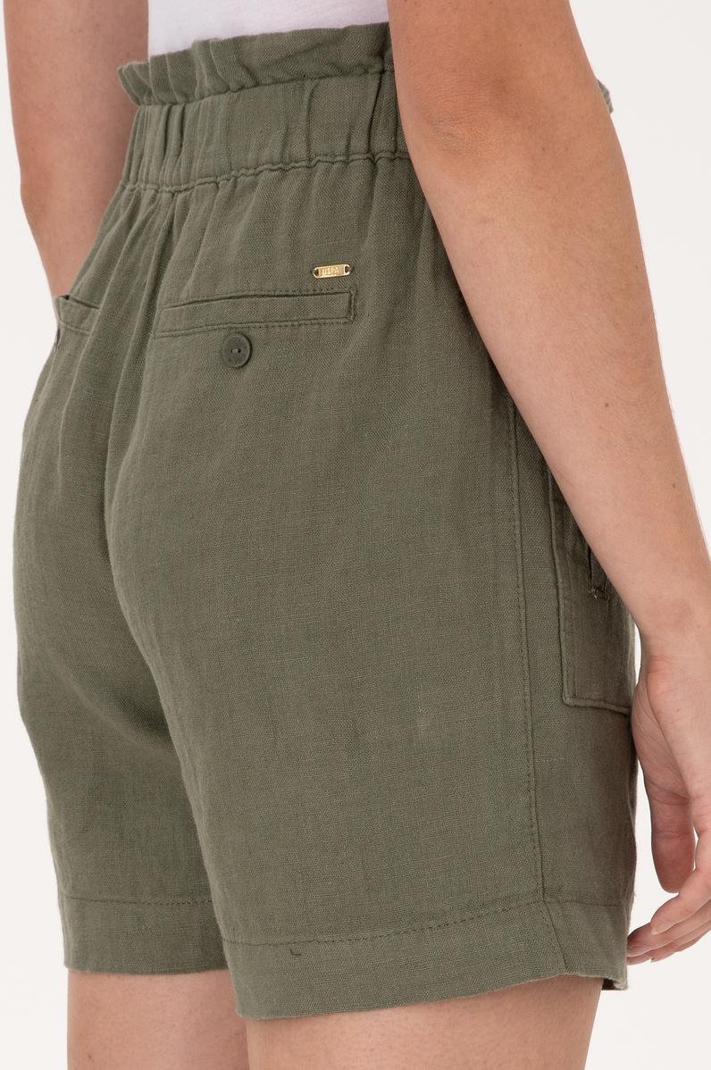 Kadın Koyu Haki Dokuma Şort
