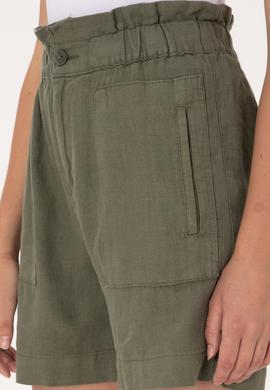 Kadın Koyu Haki Dokuma Şort - 50300655029