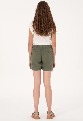 Kadın Koyu Haki Dokuma Şort - 50300655029