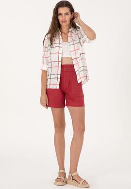 Kadın Vişne Dokuma Şort - 50300655038