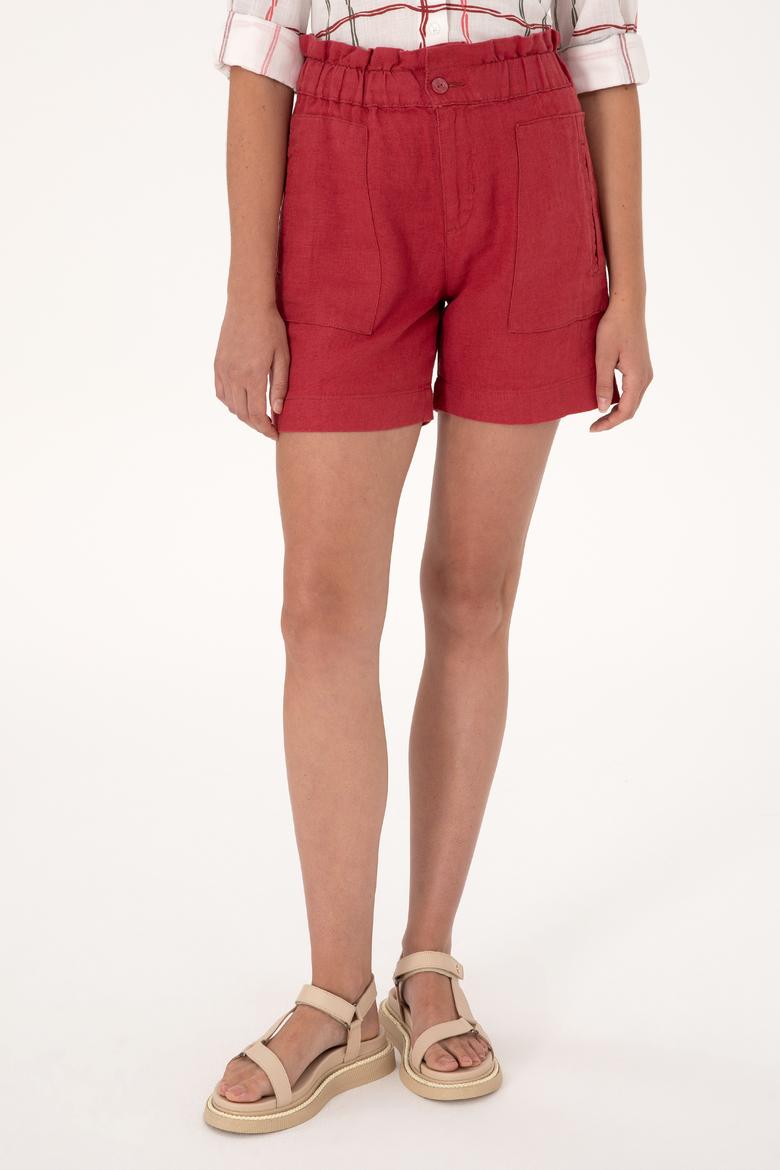 Kadın Vişne Dokuma Şort - 50300655038