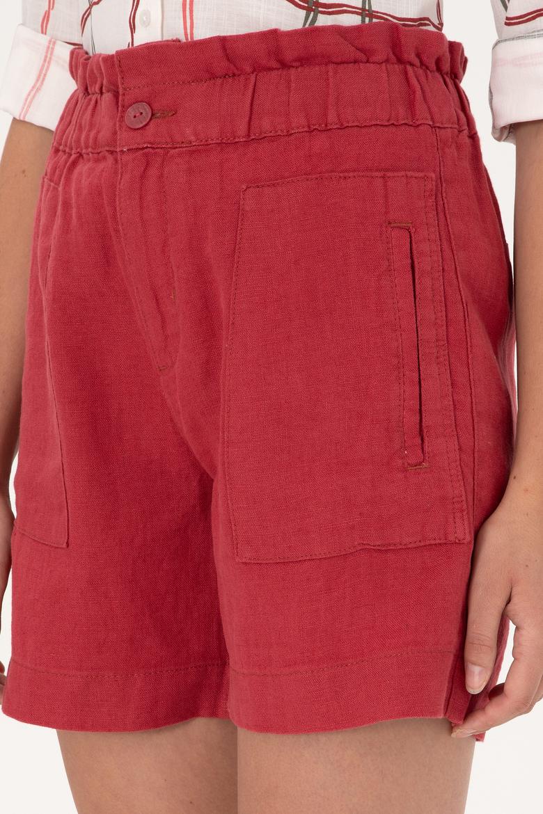 Kadın Vişne Dokuma Şort - 50300655038