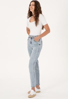 Kadın Açık Mavi Mom Hıgh Waist Fit Jean Pantolon - 50300961006