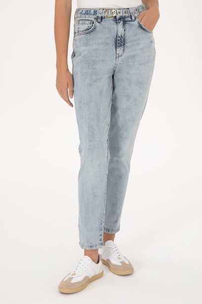 Kadın Açık Mavi Mom Hıgh Waist Fit Jean Pantolon