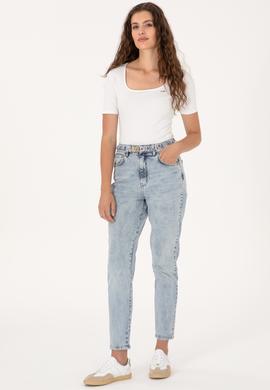 Kadın Açık Mavi Mom Hıgh Waist Fit Jean Pantolon - 50300961006