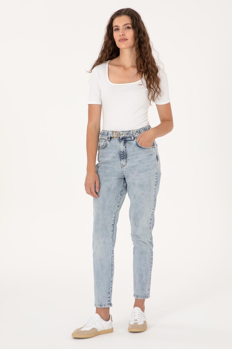 Kadın Açık Mavi Mom Hıgh Waist Fit Jean Pantolon