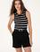 Kadın Siyah Çizgili Kolsuz Bisiklet Yaka Tişört