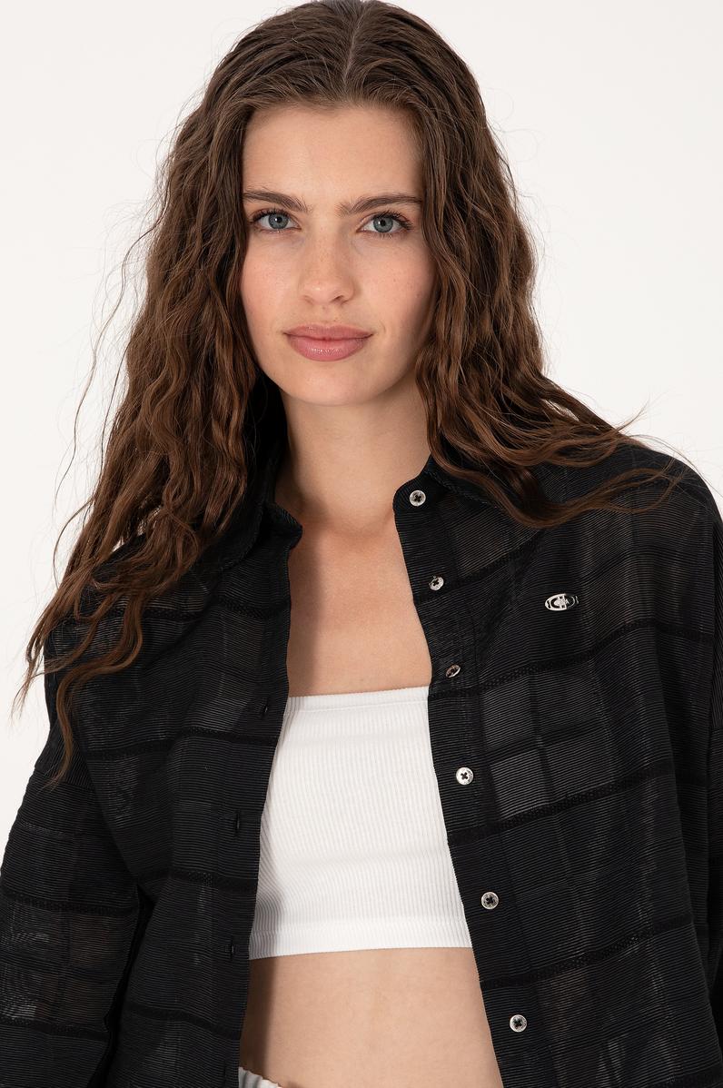 Kadın Siyah Uzun Kollu Gömlek