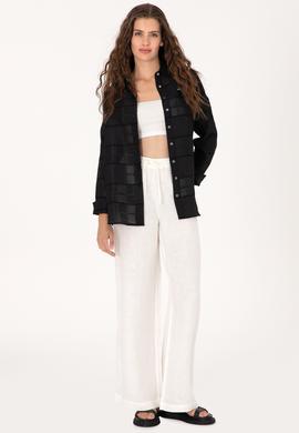 Kadın Siyah Uzun Kollu Gömlek - 50299665028