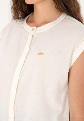 Kadın Krem Kısa Kollu Gömlek - 50299436006