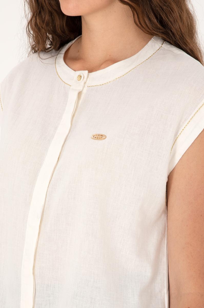 Kadın Krem Kısa Kollu Gömlek