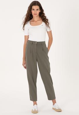 Kadın Koyu Haki Örme Pantolon - 50300650002