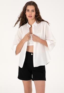 Kadın Beyaz Uzun Kollu Gömlek - 50299459003