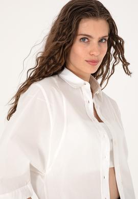 Kadın Beyaz Uzun Kollu Gömlek - 50299459003