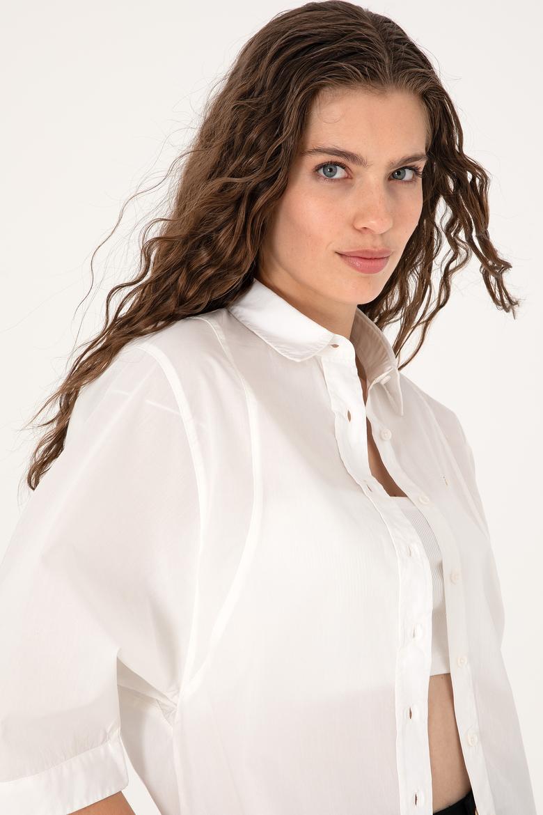 Kadın Beyaz Uzun Kollu Gömlek - 50299459003
