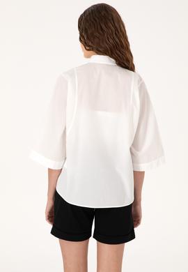 Kadın Beyaz Uzun Kollu Gömlek - 50299459003