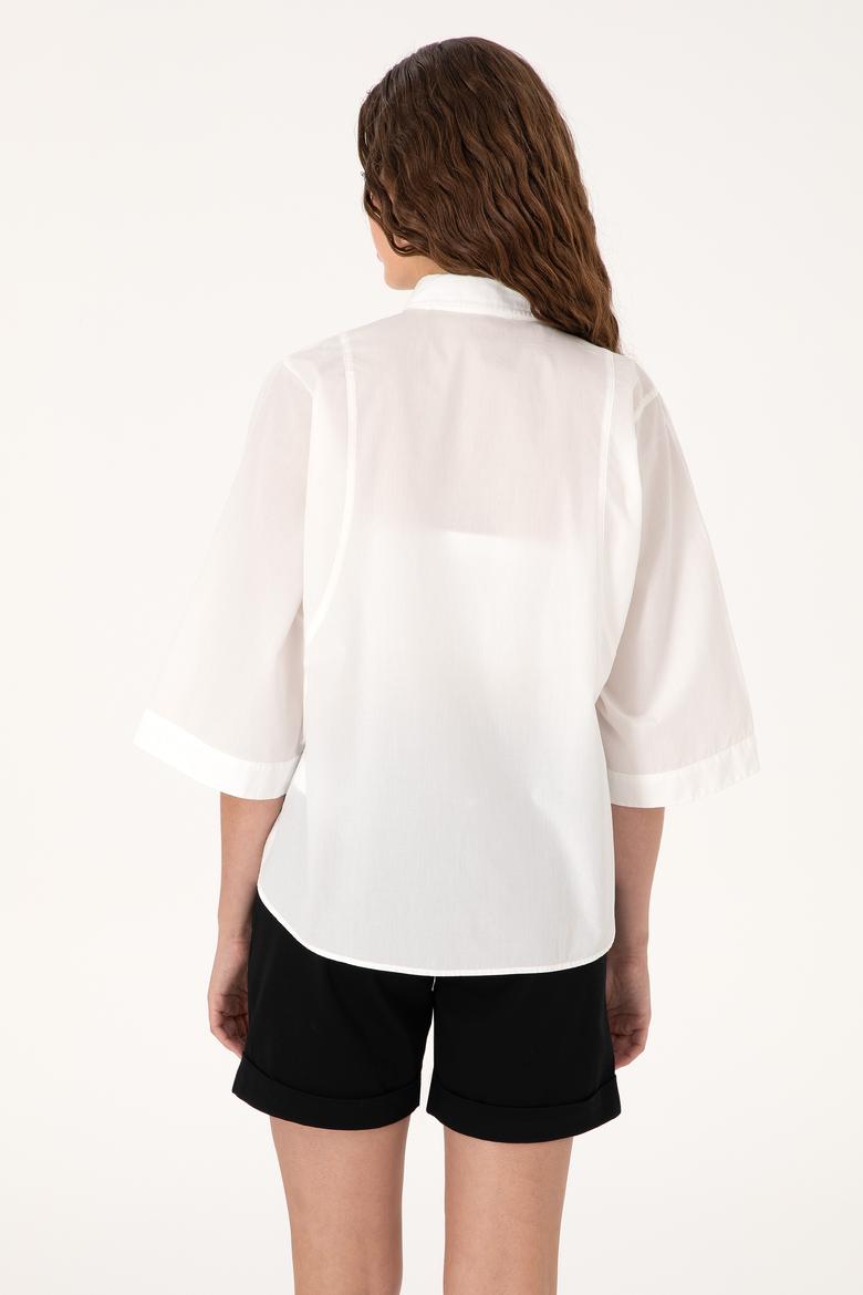Kadın Beyaz Uzun Kollu Gömlek - 50299459003