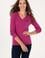 Kadın Pembe V Yaka Basic Kazak