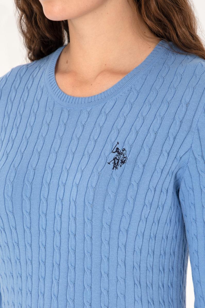 Kadın Açık Mavi Bisiklet Yaka Basic Kazak