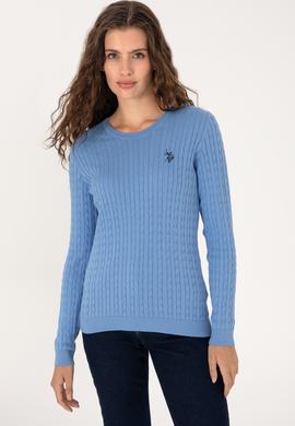 Kadın Açık Mavi Bisiklet Yaka Basic Kazak - 50313626084