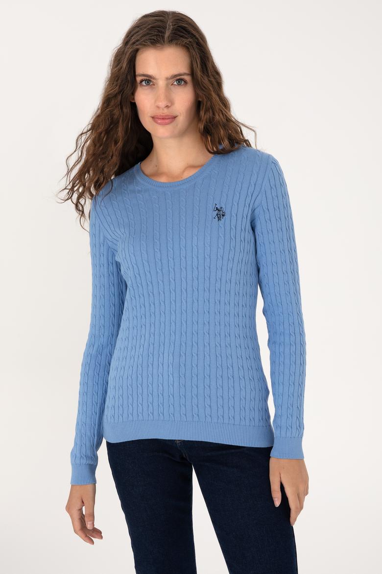 Kadın Açık Mavi Bisiklet Yaka Basic Kazak - 50313626084