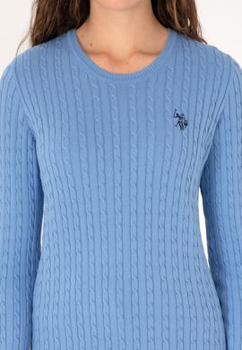 Kadın Açık Mavi Bisiklet Yaka Basic Kazak - 50313626084