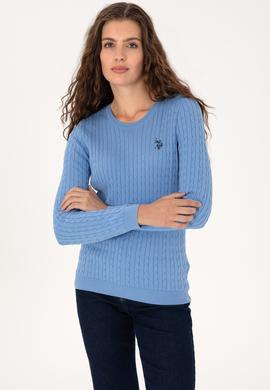 Kadın Açık Mavi Bisiklet Yaka Basic Kazak - 50313626084