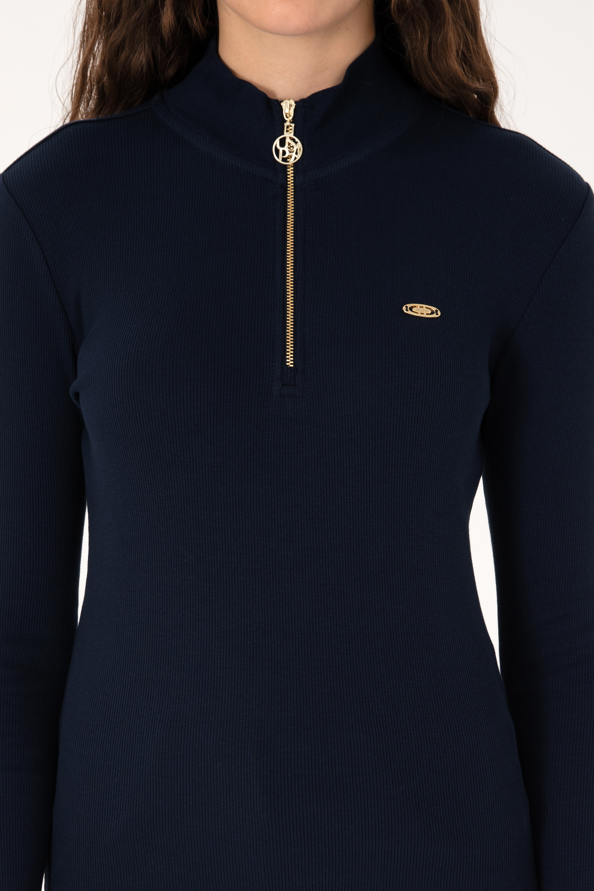 Kadın Lacivert Fermuarlı Dik Yaka Sweatshirt - Image 6