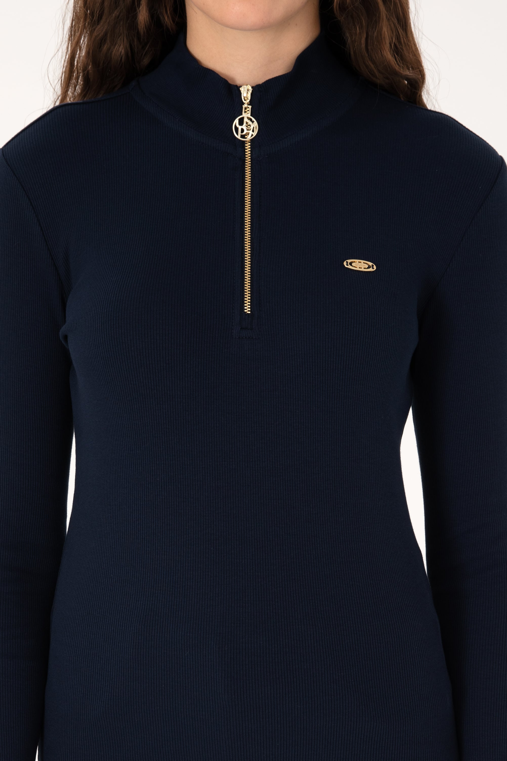 Kadın Lacivert Fermuarlı Dik Yaka Sweatshirt