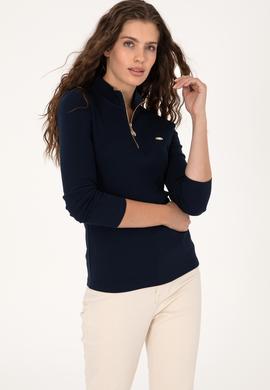 Kadın Lacivert Fermuarlı Dik Yaka Sweatshirt - 50313564021