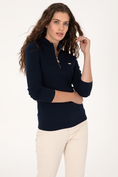 Kadın Lacivert Fermuarlı Dik Yaka Sweatshirt